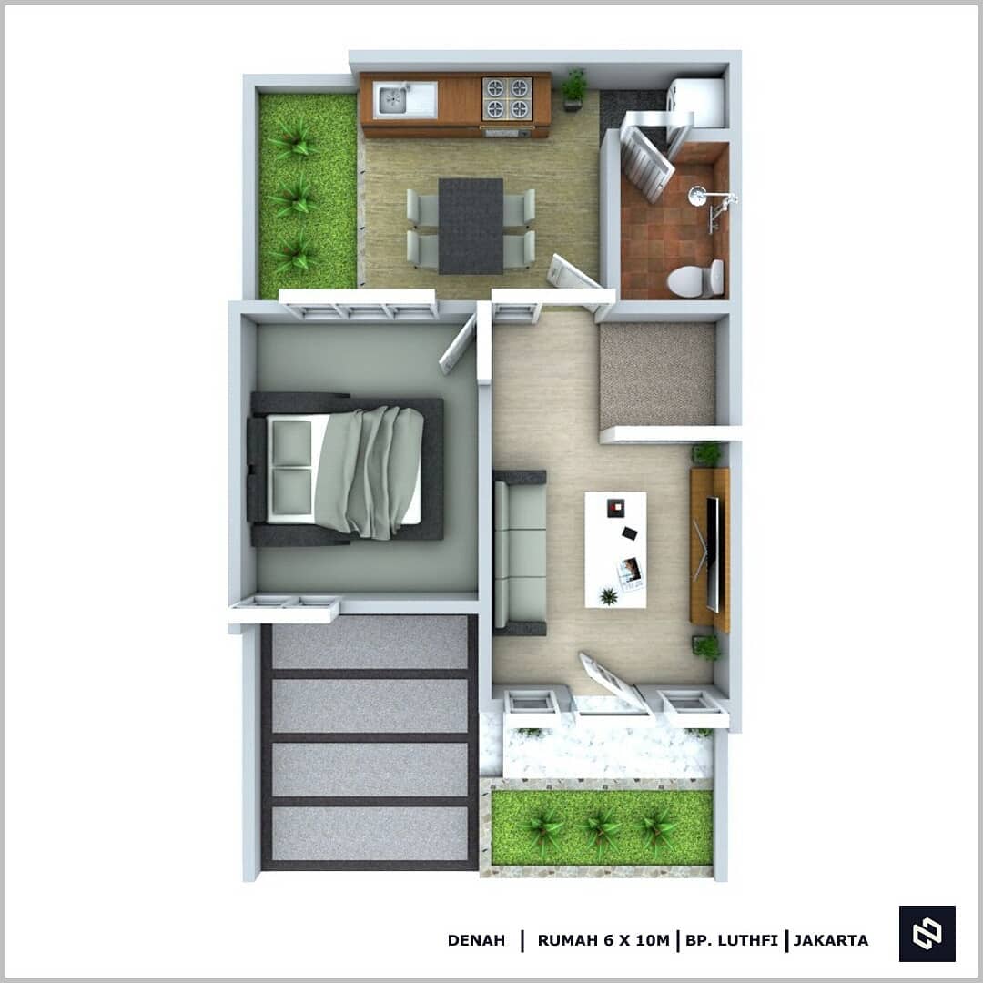 Desain Dan Denah Terbaru Rumah Mungil Dengan Luas Tanah 60 M2 Homeshabbycom Design Home Plans