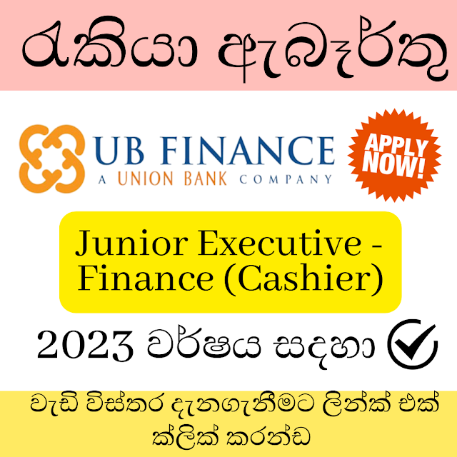 UB Finance PLC/Junior Executive - Finance (Cashier)