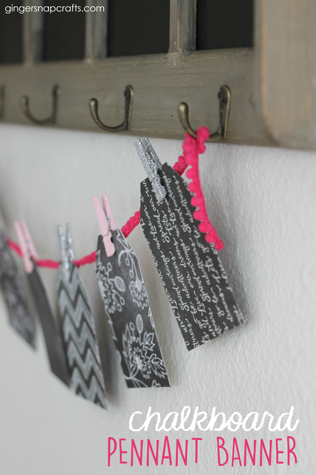 Chalkboard Pennant Banner at GingerSnapCrafts.com #pennant #papercrafts