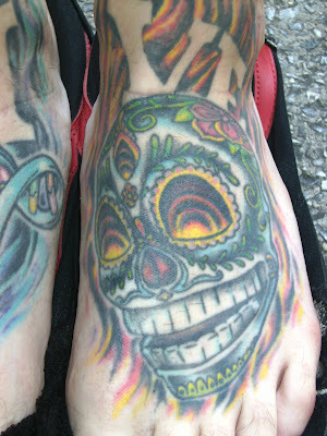 sugar skull tattoo images. sugar skull tattoo. left foot.