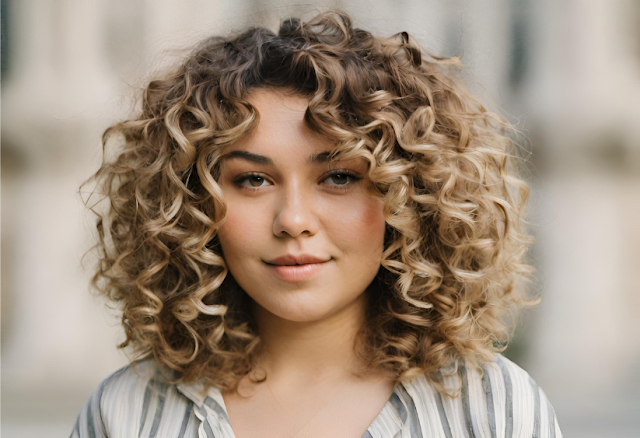 waves of elegance: curly hairstyles for round big faces