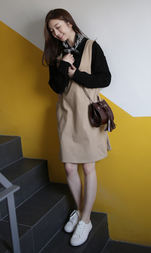 U-Neck Pinafore Dress