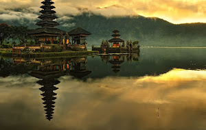 Temple on the edge of the lake in Bali Island