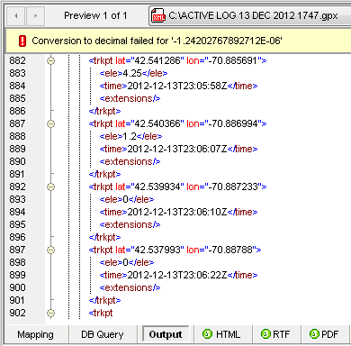 Error message during mapping of Web services data