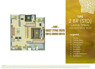 Tipe 2 Bedroom 50 m2 Lavanya Garden Residences Apartment Cinere