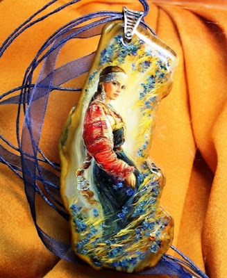 miniature painting on natural stone