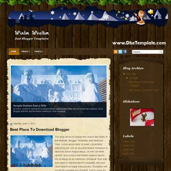 Winter Weather Blogger Template. wordpress theme to blogger template. magazine style template