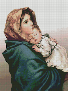 mary and jesus catholic cross stitch