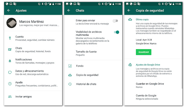 Copia de seguridad de chat de WhatsApp