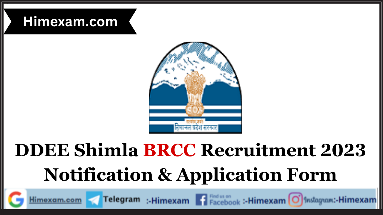 DDEE Shimla BRCC Recruitment 2023 Notification & Application Form