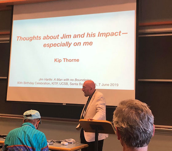 Nobel winner Kip Thorne shares some aspect of Jim Hartle's impact on physics (Source: Palmia Observatory)