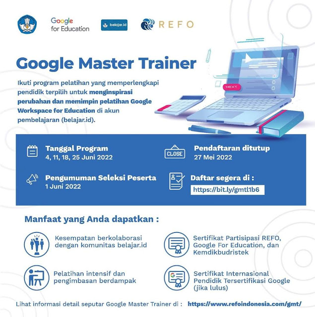 Google Master Trainer Level 1 batch 6 Telah Dibuka, Buruan Daftar