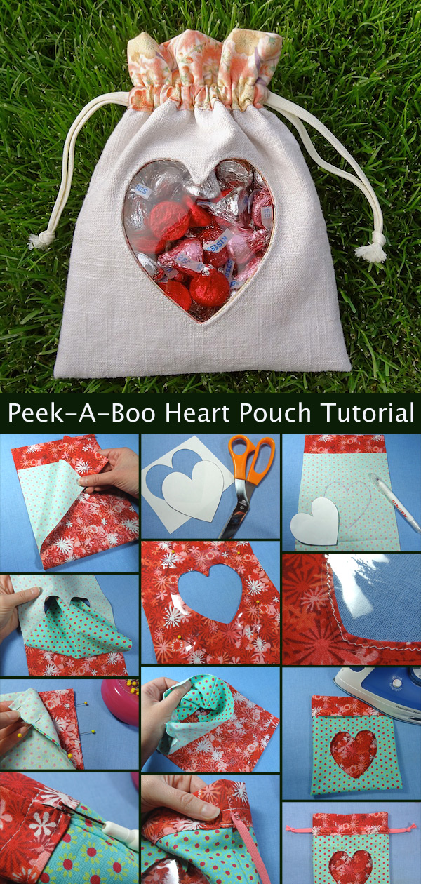 Peek-A-Boo Heart Pouch Bag Tutorial
