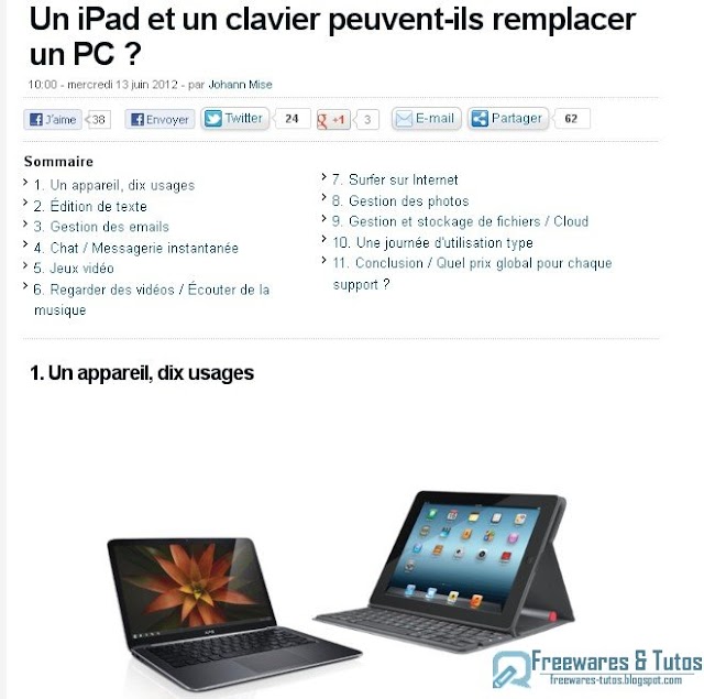 Le site du jour : comparatif iPad-PC