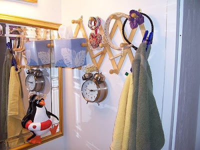 accordion rack being used in a bathroom