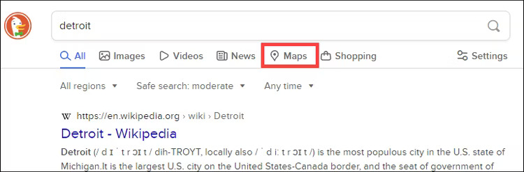 DuckDuckGo Uses Apple Maps for Directions