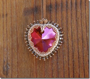 Swarovski Crystal Astral Pink heart beaded bezel pendant necklace by Rachel Graham