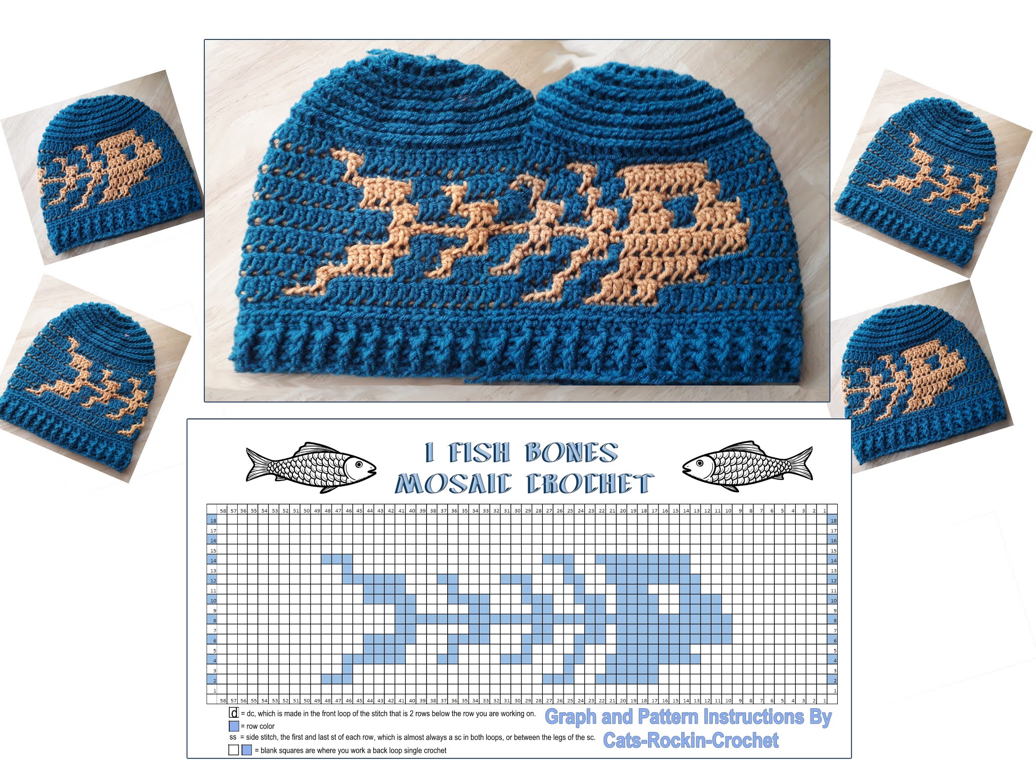 Cats-Rockin-Crochet Free Crochet and Knit Patterns : The I Fish Bones  Beanie