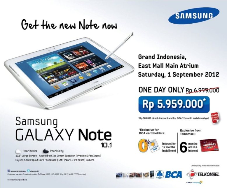 Harga Samsung Galaxy Note 10.1 inch Android Tablet  gadget