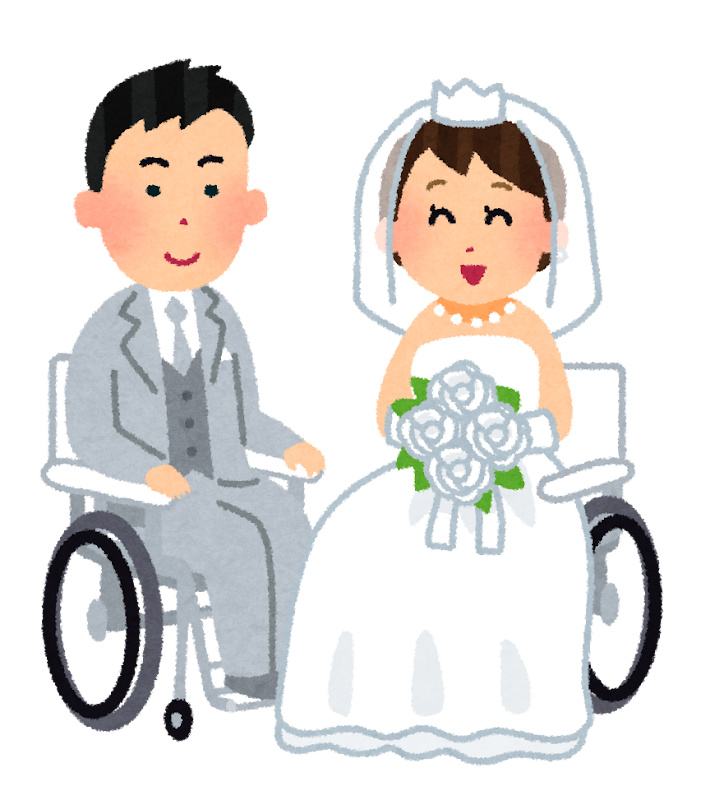 車椅子の新郎新婦のイラスト かわいいフリー素材集 いらすとや