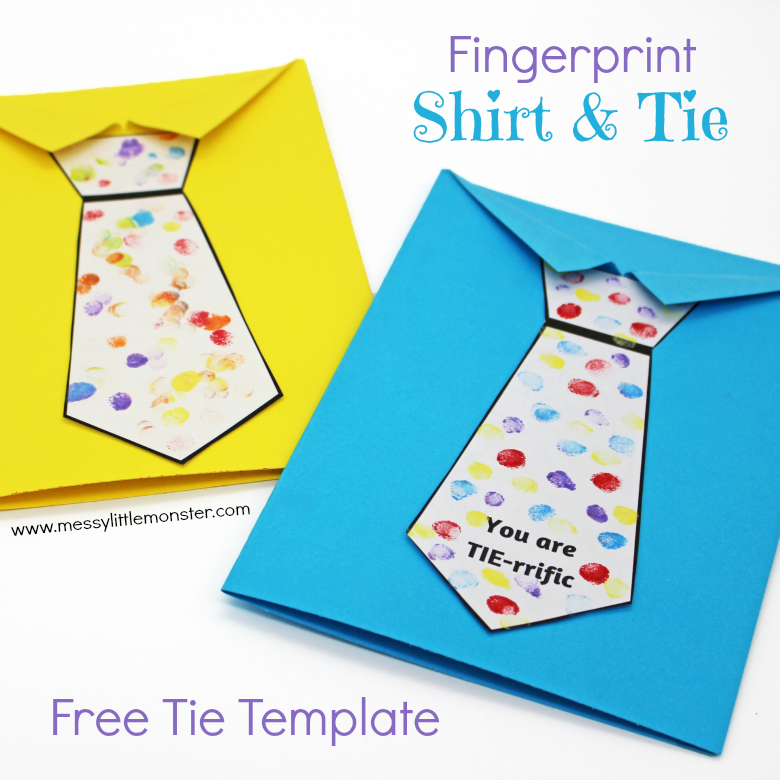 father s day tie card with free printable tie template messy little monster