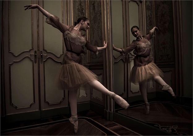 Moody shot of Ballerinas in Erika Cavallini for Vogue Italy seen on Hello Lovely