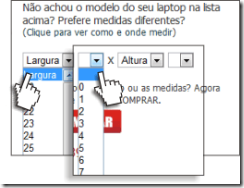 O cliente pode optar por informar as medidas detalhadas da tampa do notebook.