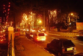 city road illuminated