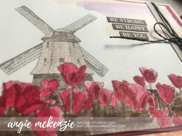 By Angie McKenzie for Kre8tors Color Challenge; Click READ or VISIT to go to my blog for details! Featuring the Winds of Change, Rooted in Nature, Inspiring Iris and Birch Stamp Sets by Stampin' Up!; #tulips #windmills #windsofchangestampset #thinkingofyoucards #naturesinkspirations #makingotherssmileonecreationatatime #cardtechniques #stampinup #handmadecards