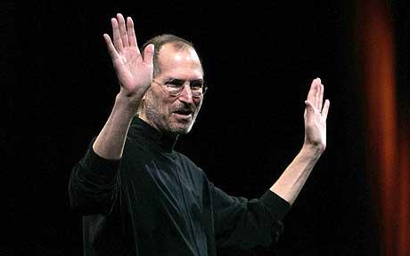 Steve Jobs holds a press