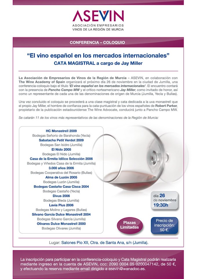 Cata-coloquio "El vino español en los mercados internacionales"