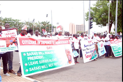 Bukola Saraki's Supporters Stage Protest In Front Of The National Assembly, Abuja. 2