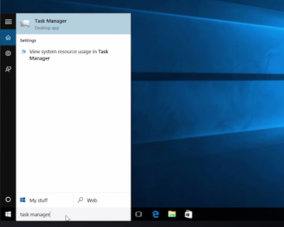search Task Manager in Windows 10