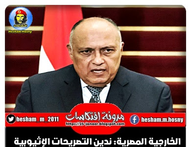 الخارجية المصرية: ندين التصريحات الإثيوبية  التي تعد تجاوزاً سافراً