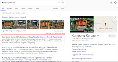 Contoh Artikel Page One dan Urutan Pertama Mesin Pencari Google