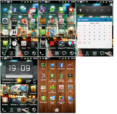 Home page and menu page screenshot of android 2.3 smartphone gingerbread