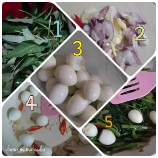 cara membuat tumis kangkung telur puyuh