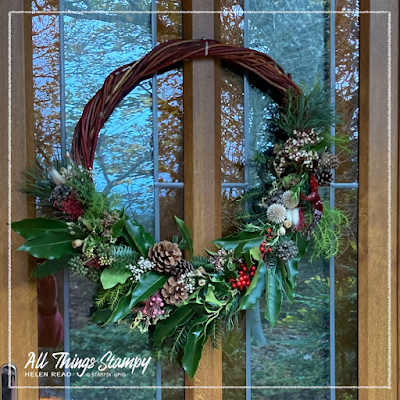 Door wreath natural Derbyshire foliage