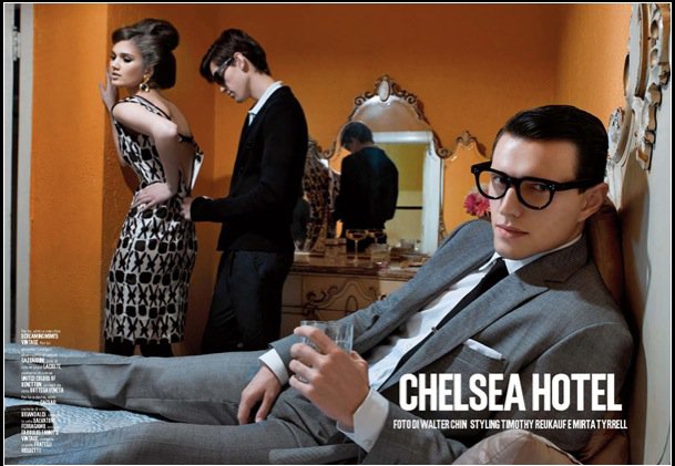 Top model Sasha Knezevic in editorial Chelsea Hotel by fashion photographer