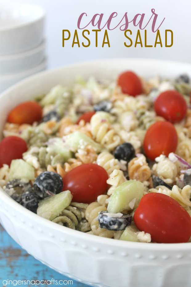 Caesar Pasta Salad Recipe at GingerSnapCrafts.com #recipe #pasta #salad