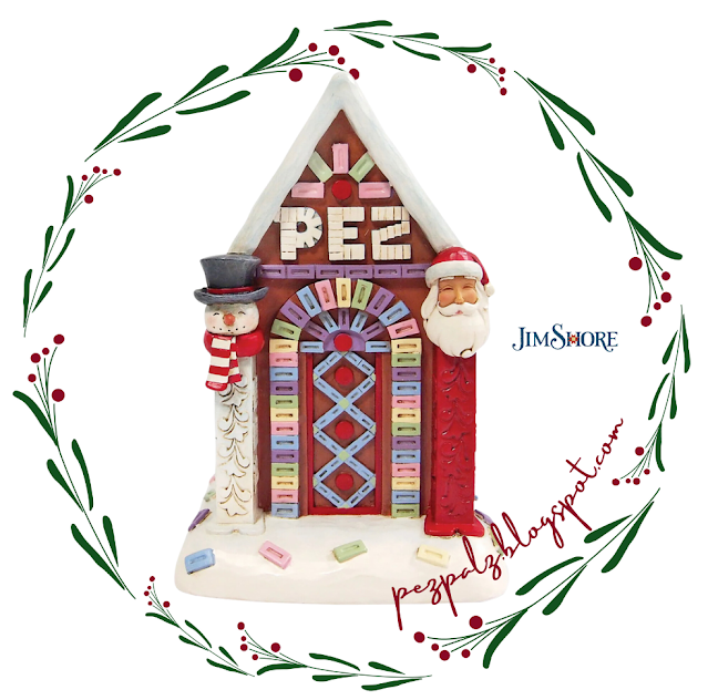 Jim Shore PEZ Snowman with Gingerbread house holiday figurine with Santa and Snowman