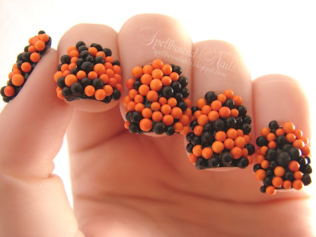 nails nailart nail art polish mani manicure Halloween Spellbound Nail-Aween Trick or Treat sprinkles candy orange black L.A. Colors Wilton