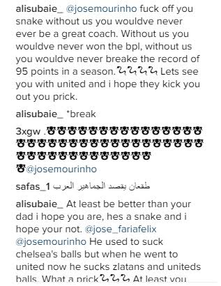 Mourinho and son insult Chelsea supporters, call them camels