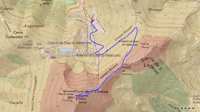 Mapa Ruta Pico San Lorenzo Esqui de Travesia