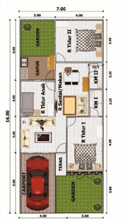 Denah Rumah Minimalis 3 Kamar Ukuran 8x12