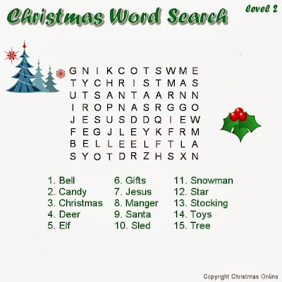 Easy Christmas Word Search Printable 3