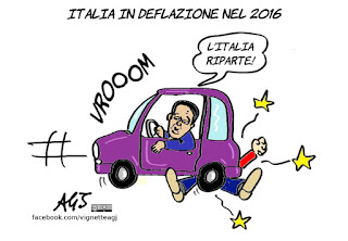 deflazione, economia, italia riparte, renzi, vignetta, satira