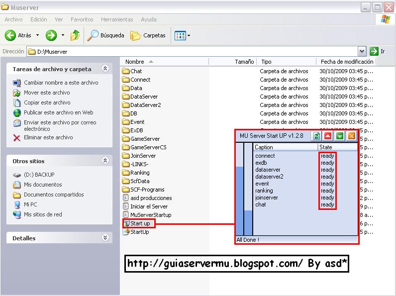 Inicio del MuserverStartUP