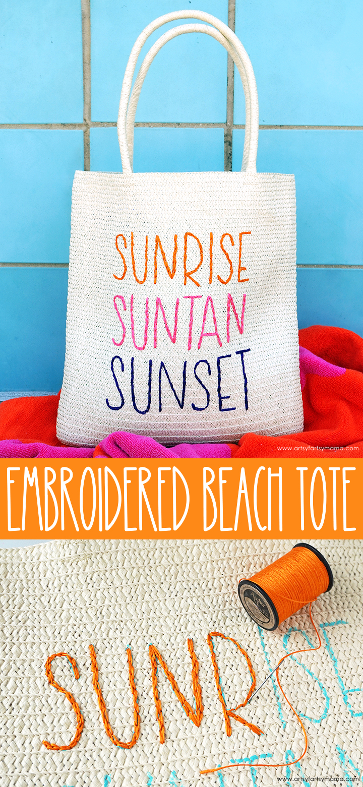 DIY Embroidered Beach Tote Bag