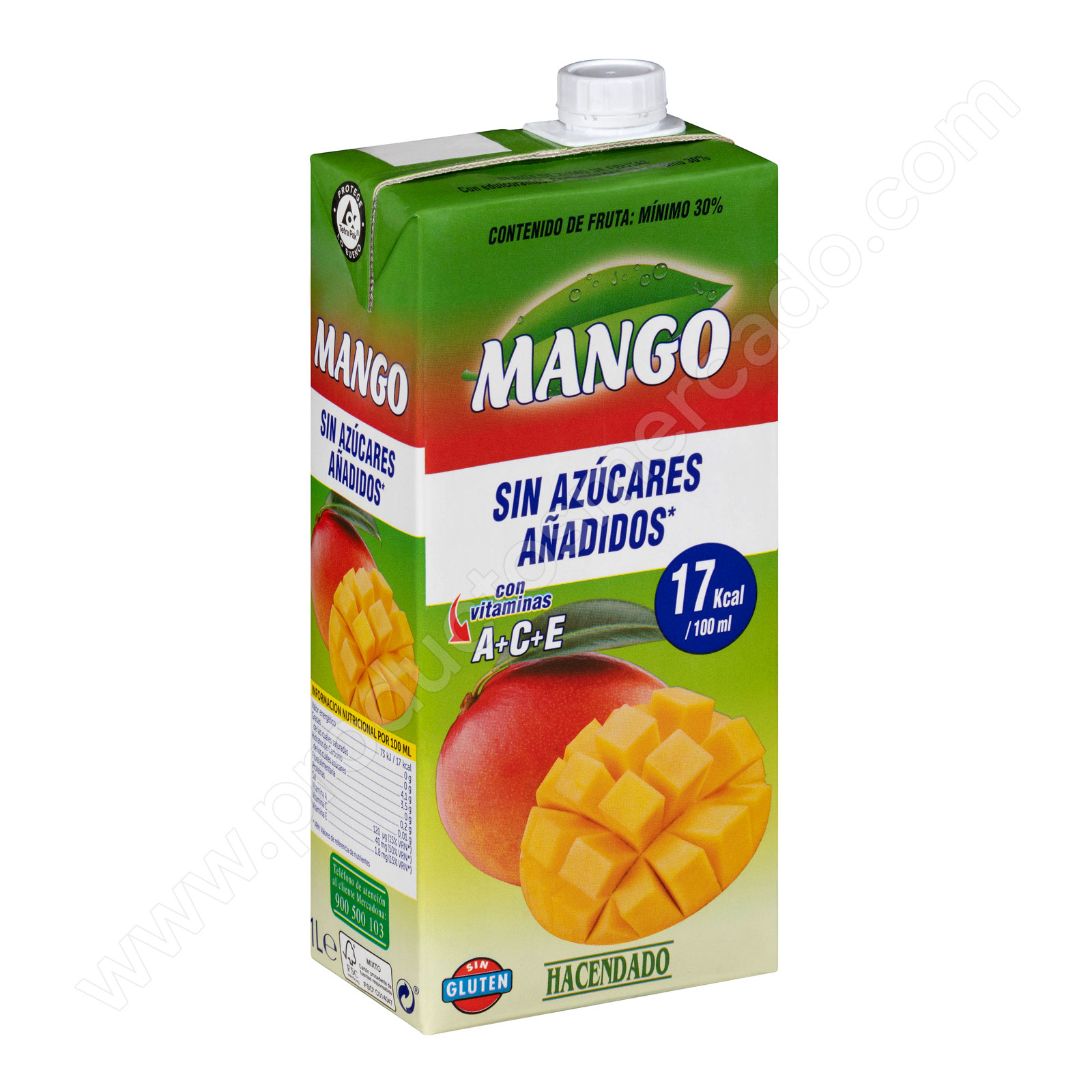 Bebida con zumo de mango sin azúcares añadidos Hacendado